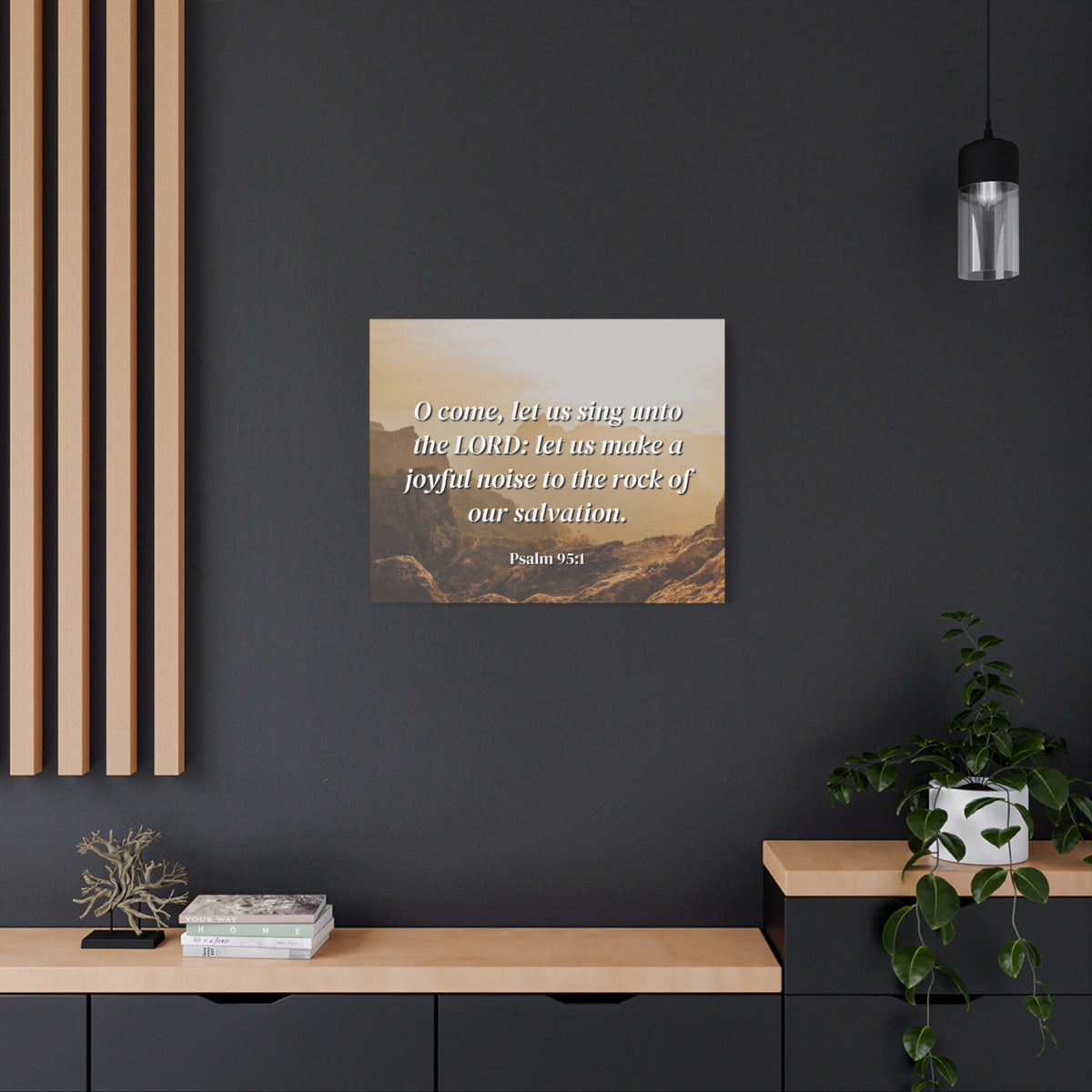 Scripture Canvas Our Salvation Psalm 95:1 Christian Wall Art Bible Verse Print Ready to Hang