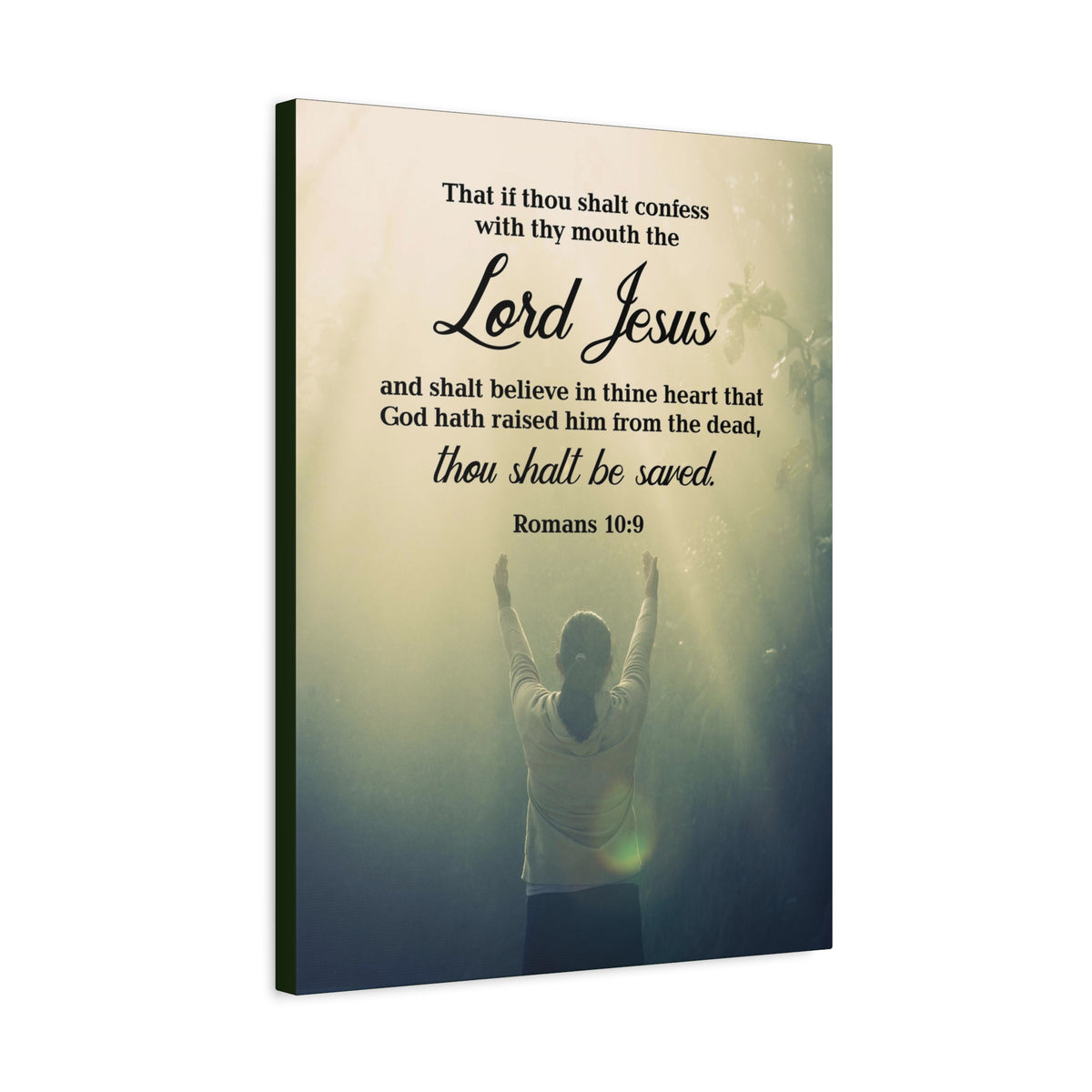 Scripture Canvas Confess With Your Mouth Romans 10:9 Christian Wall Art Bible Verse Print Ready to Hang
