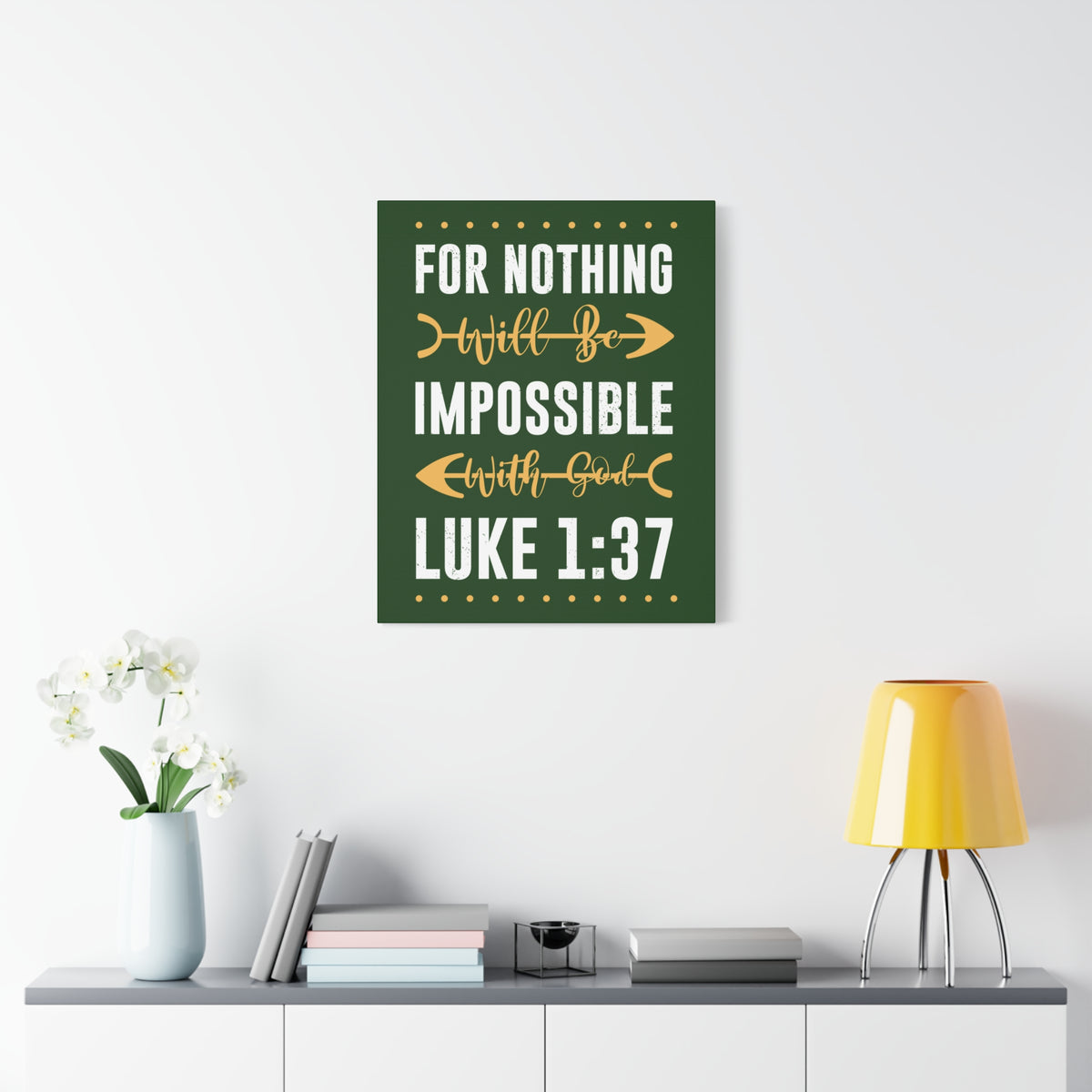 Scripture Canvas Nothing Impossible Luke 1:37 Christian Wall Art Bible Verse Print Ready to Hang
