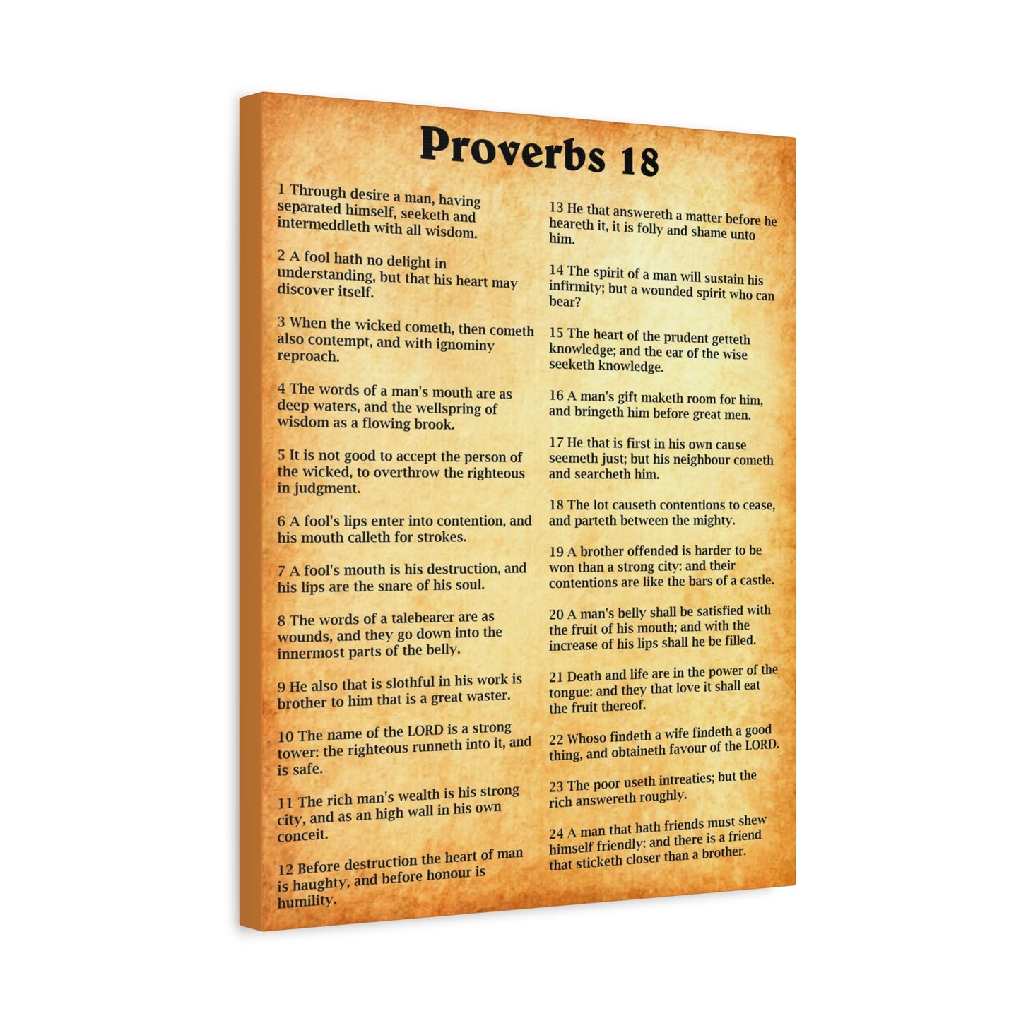 Scripture Walls Proverbs Chapter 18 Gold Bible Canvas Christian Wall Art Ready to Hang Unframed