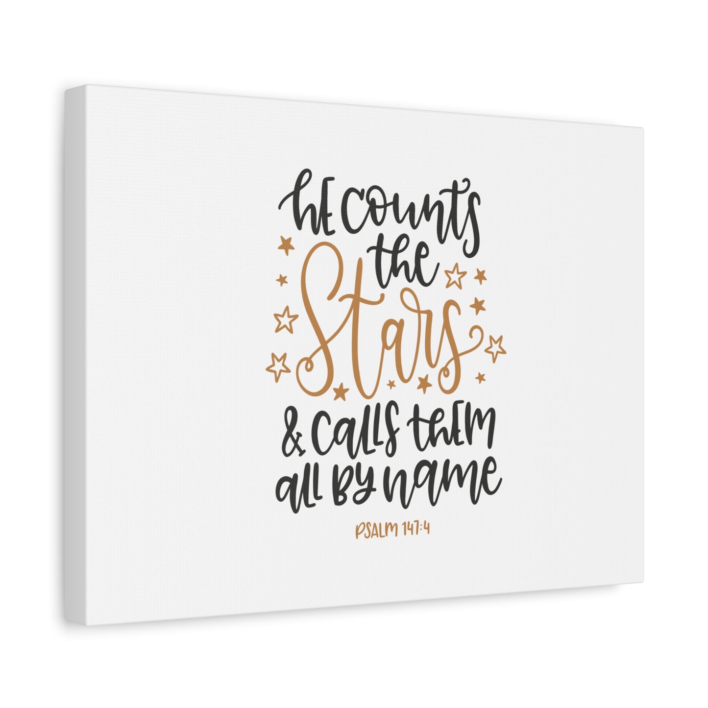 Scripture Canvas Calls Them Psalm 147:4 Christian Wall Art Bible Verse Print Ready to Hang