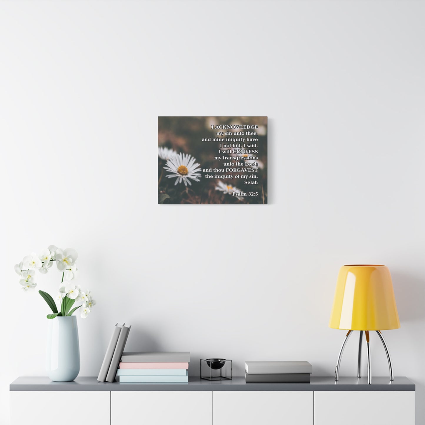 Bible Verse Canvas Acknowledge and Confess Unto the Lord Psalm 32:5 Wall Art Christian Home Decor