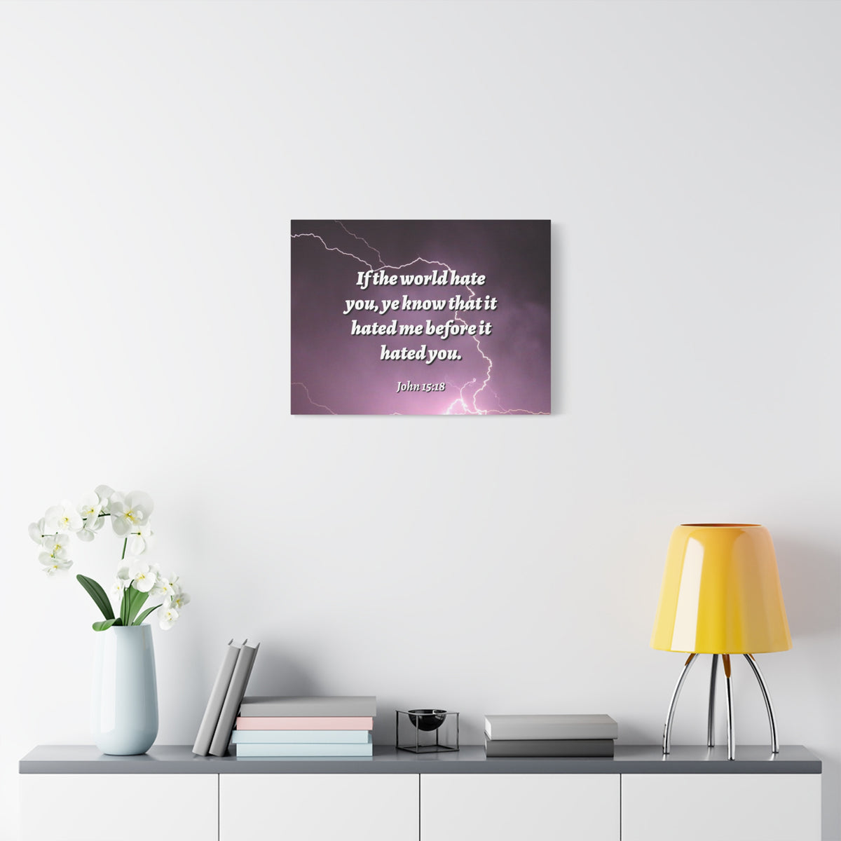 Scripture Canvas The World John 15:18 Christian Wall Art Bible Verse Print Ready to Hang
