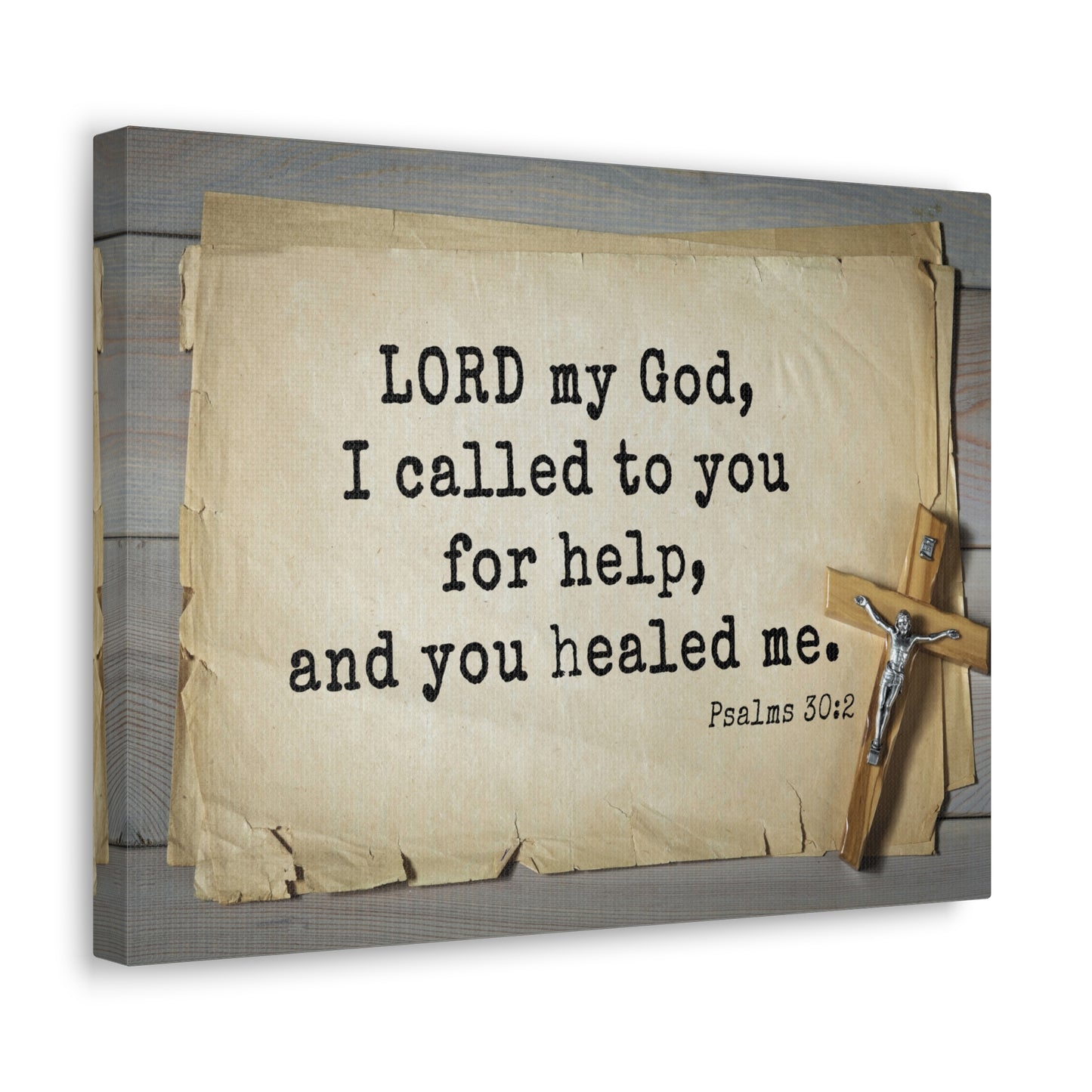 You Healed Me Psalms 30:2 Bible Verse Canvas Christian Wall Art Ready to Hang