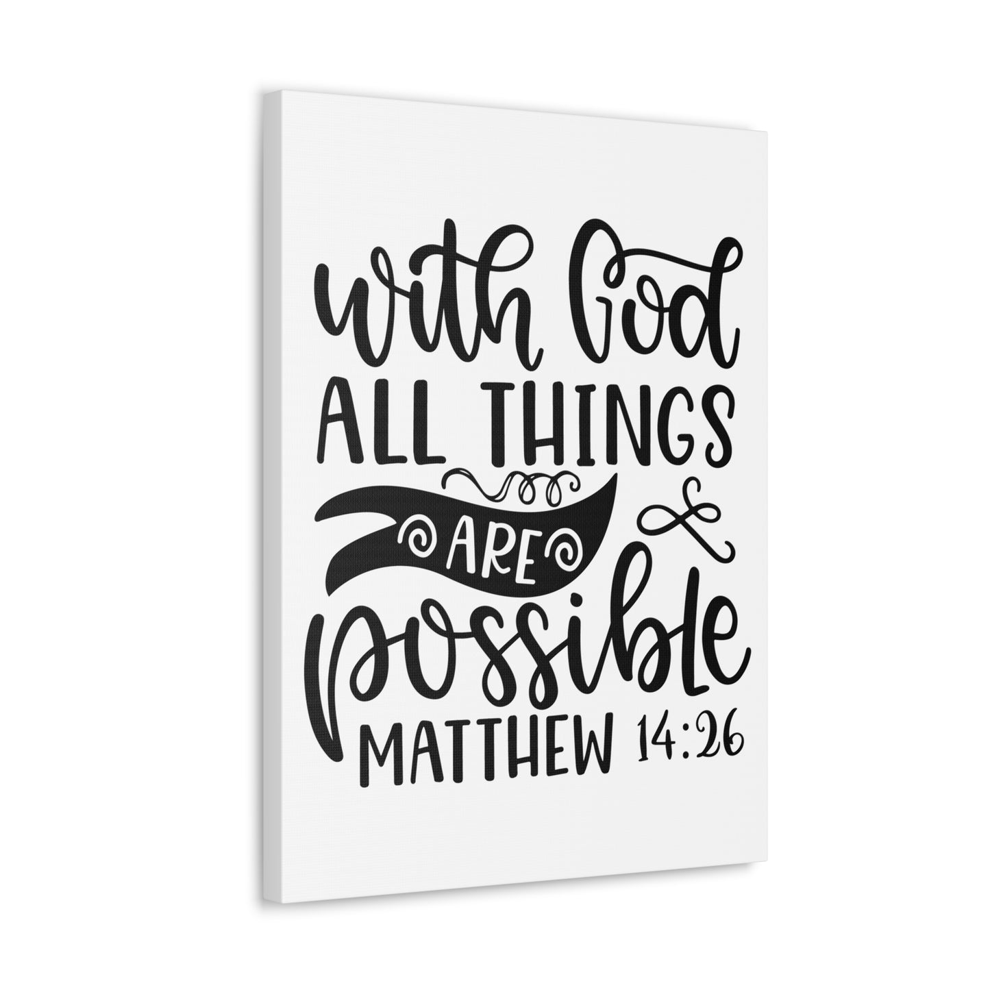 With God Matthew 14:26 Bible Verse Canvas Christian Wall Art Ready to Hang