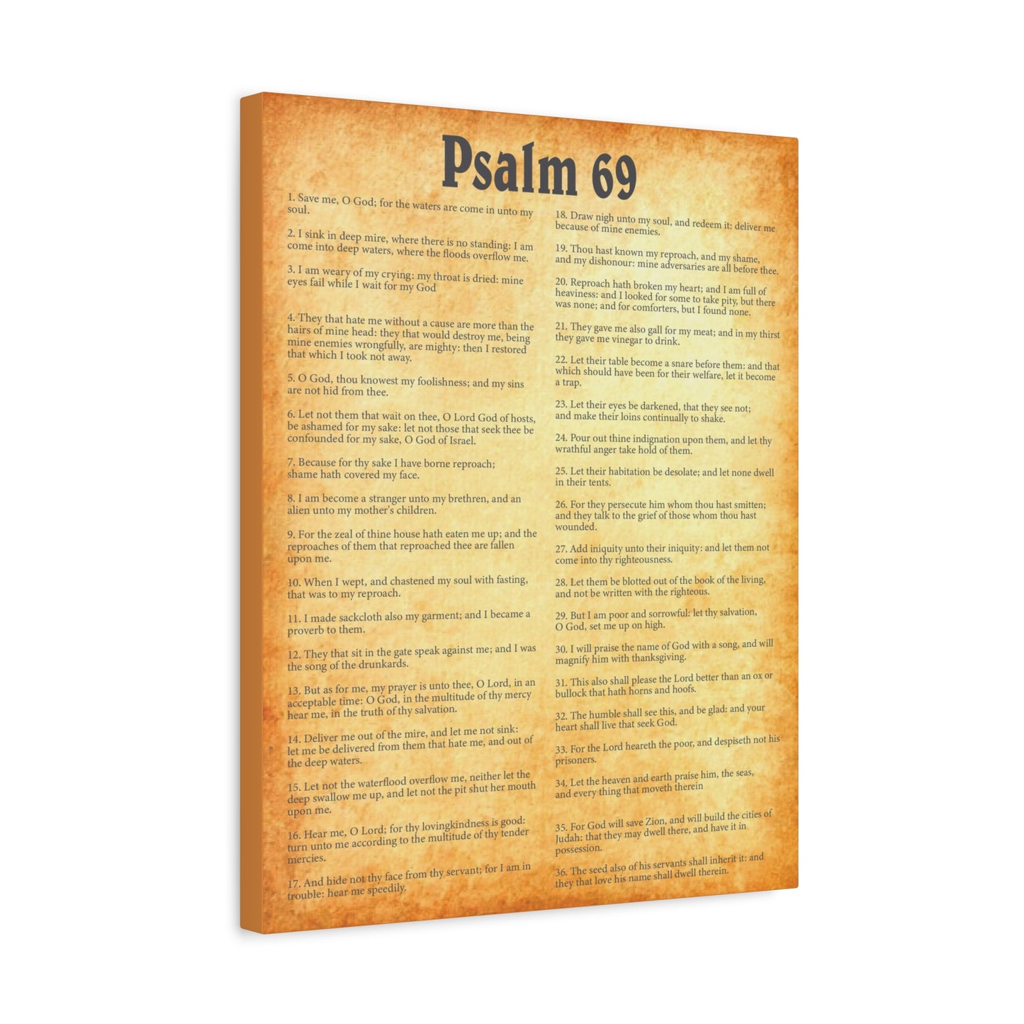 Scripture Walls Psalm 69 Gold Bible Chapter Canvas Christian Wall Art Ready to Hang