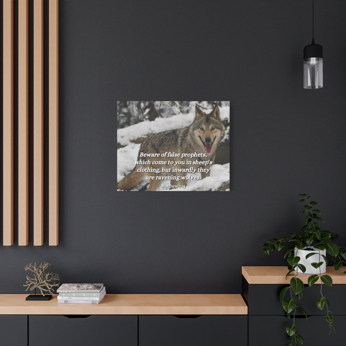 Scripture Canvas False Prophets Matthew 7:15 Christian Wall Art Bible Verse Print Ready to Hang