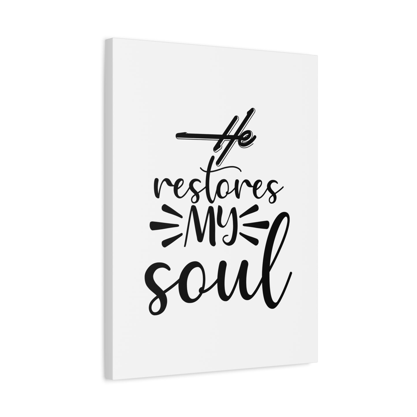 Scripture Canvas He Restores My Soul Psalm 23:3 Christian Wall Art Bible Verse Print Ready to Hang