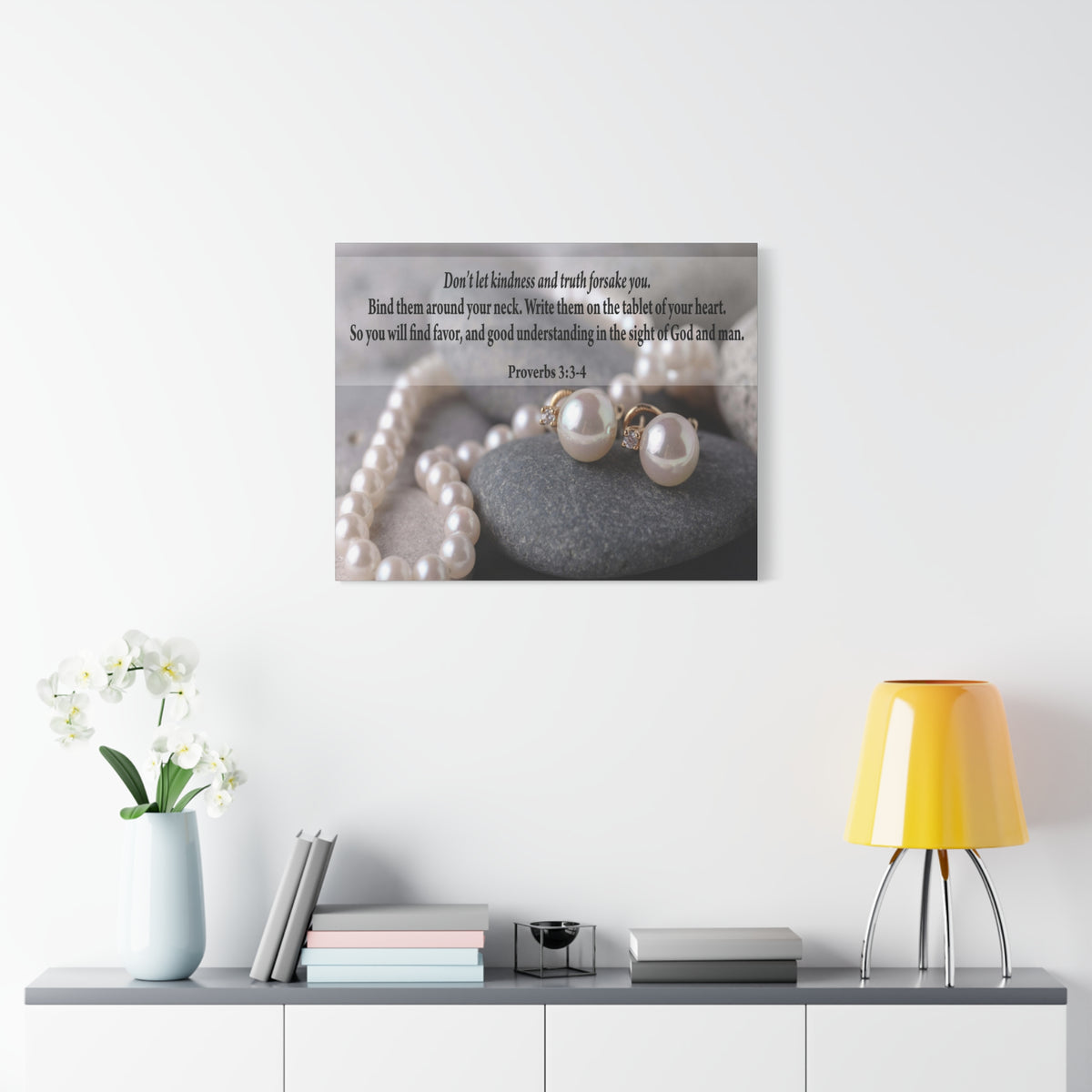 Scripture Canvas Kindness and Truth Proverbs 3:3-4 Christian Wall Art Bible Verse Print Ready to Hang