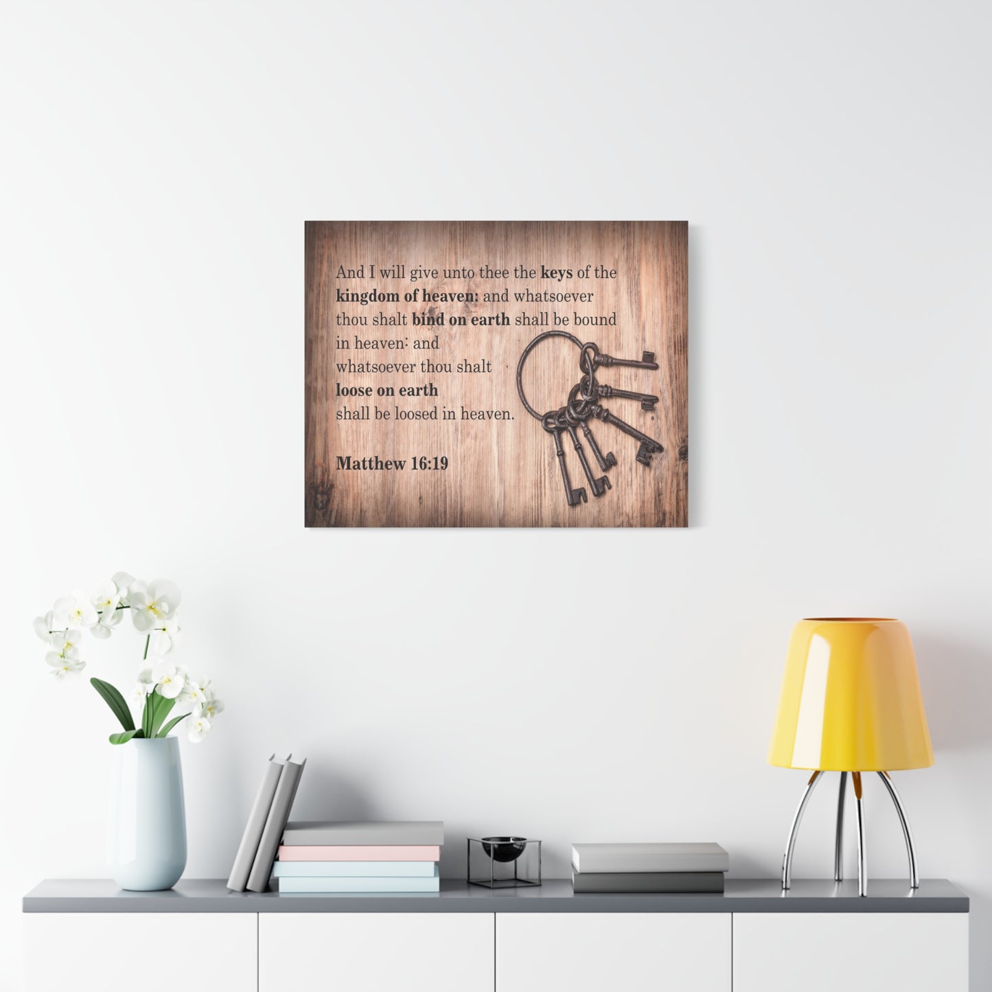 Scripture Canvas Bind on Earth Matthew 16:19 Christian Wall Art Bible Verse Print Ready to Hang