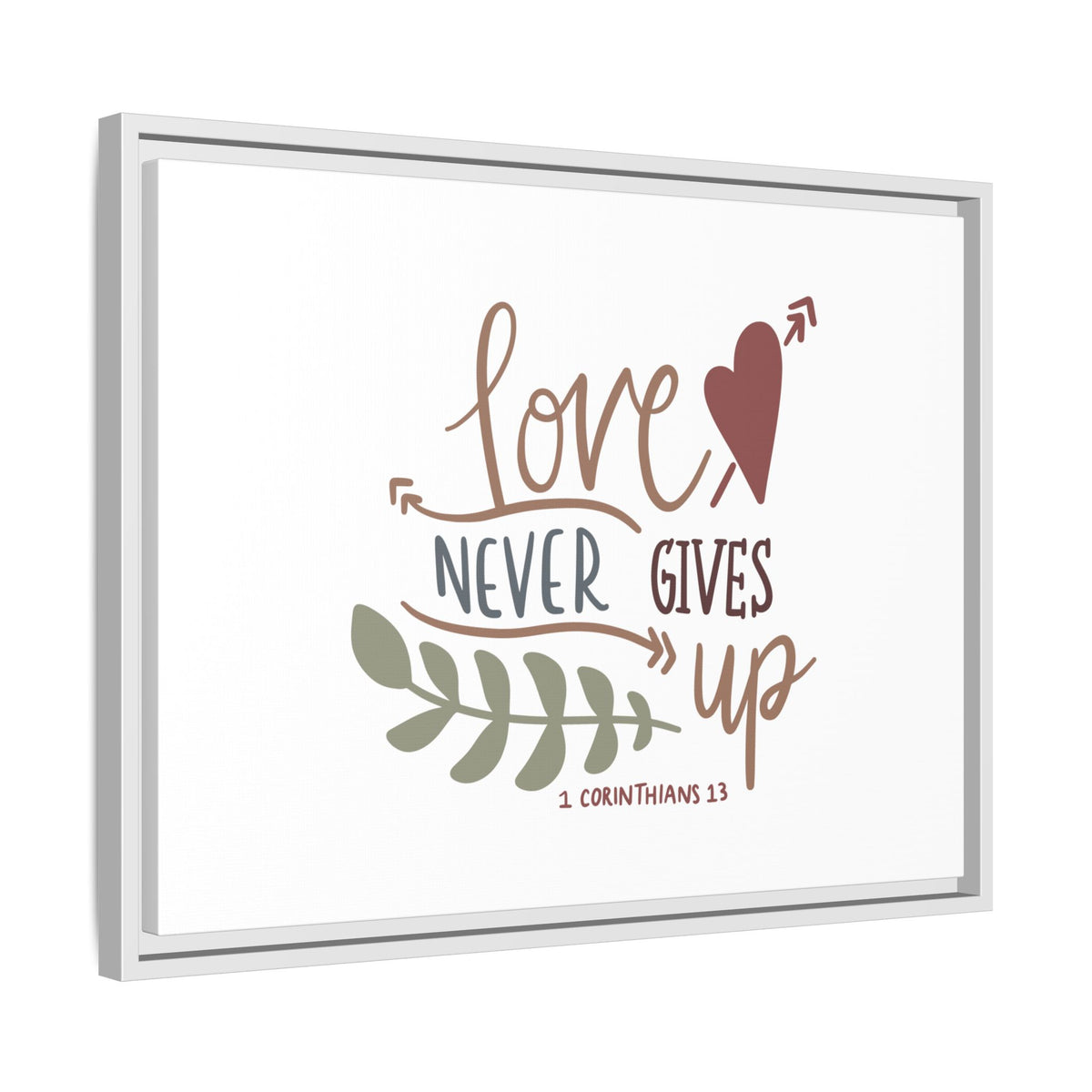 Scripture Canvas Love Never Gives Up 1 Corinthians 13 Christian Wall Art Bible Verse Print Ready to Hang