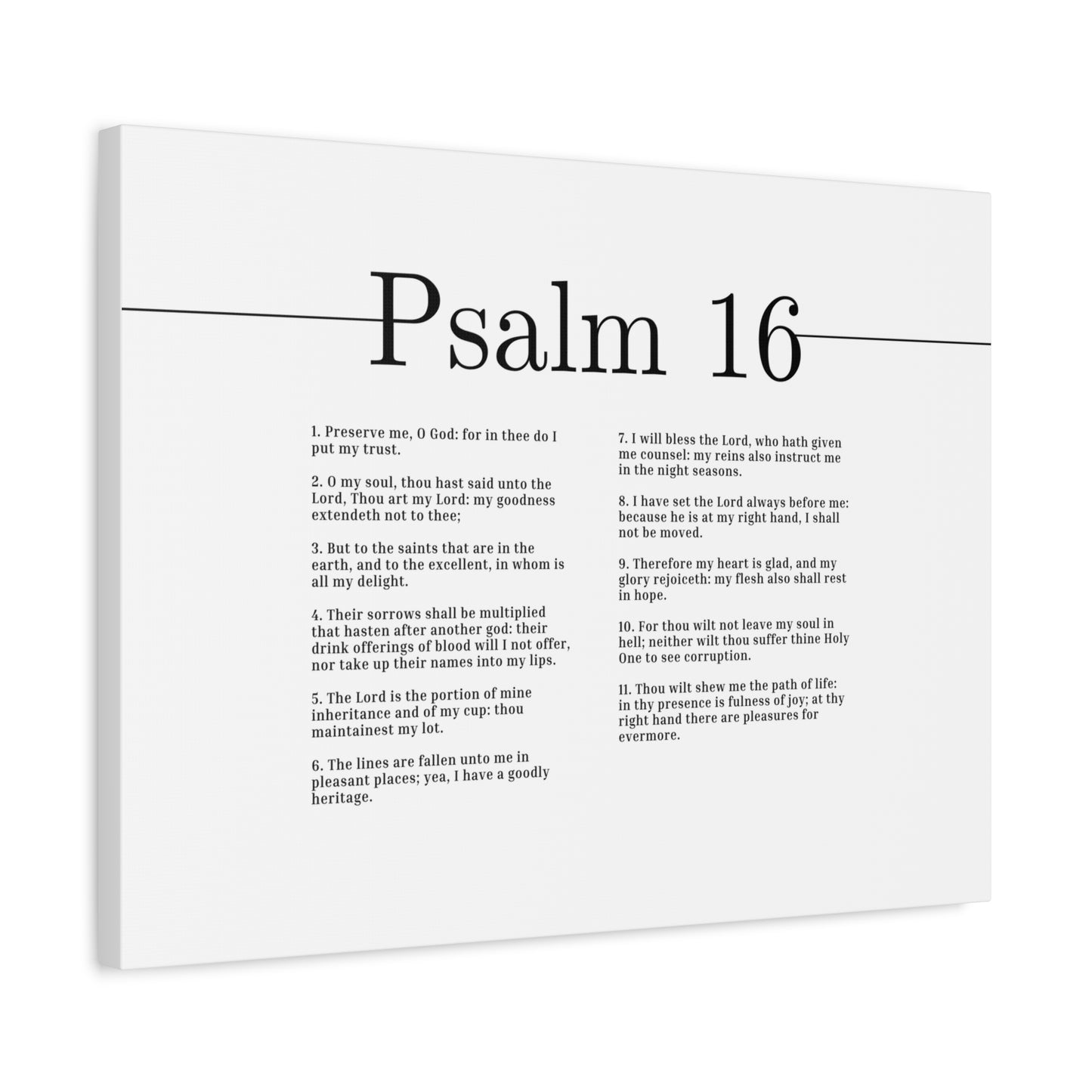 Scripture Canvas Therefore My Heart Is Glad Psalm 16 Christian Wall Art Bible Verse Print Ready to Hang