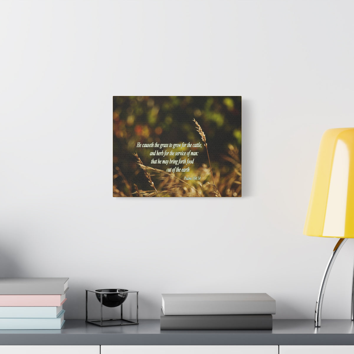 Scripture Canvas He May Bring Forth Psalms 104:14 Christian Wall Art Bible Verse Print Ready to Hang