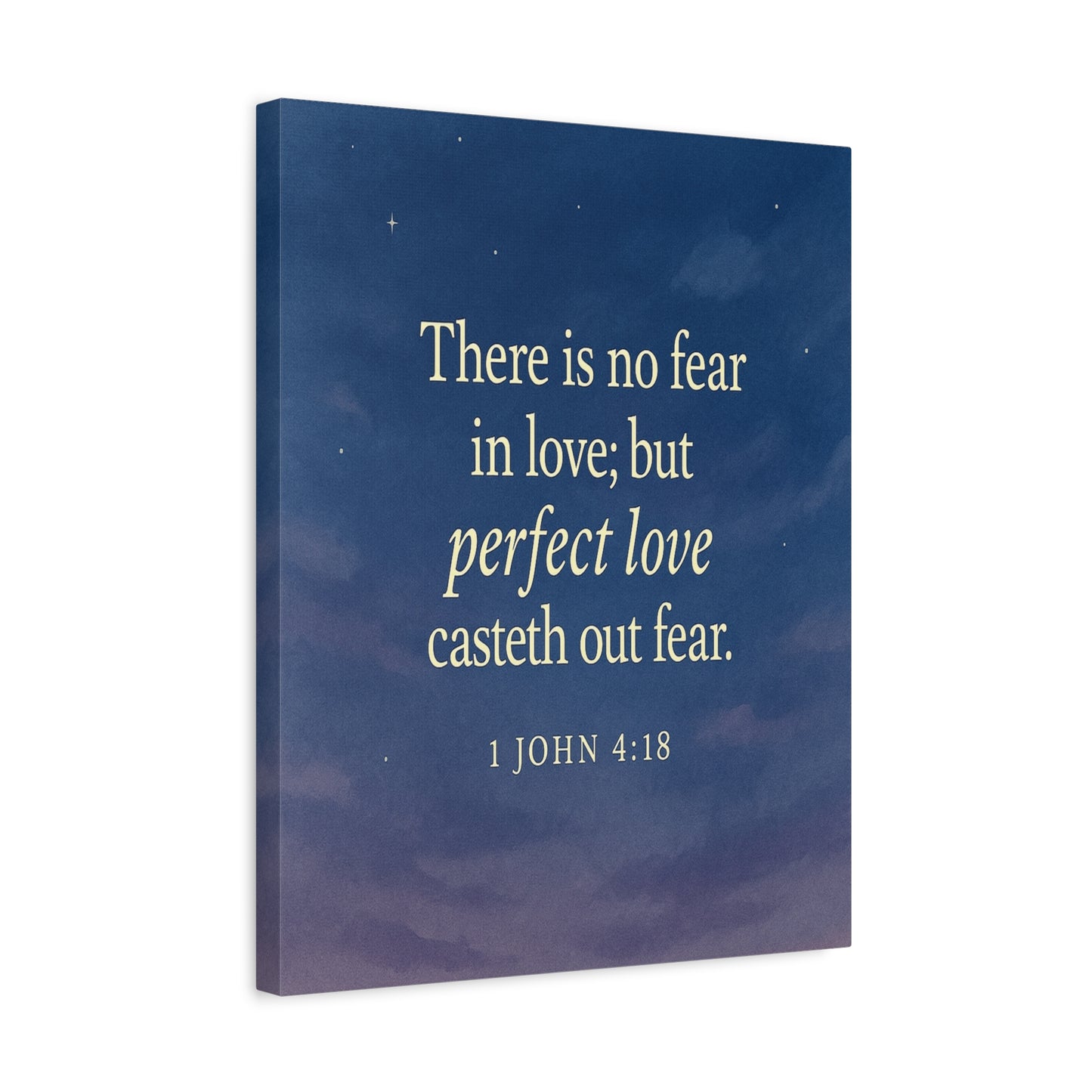 Bible Verse Canvas 1 John 4:18 Christian Home Décor Wall Art Scripture Ready to Hang Faith Print
