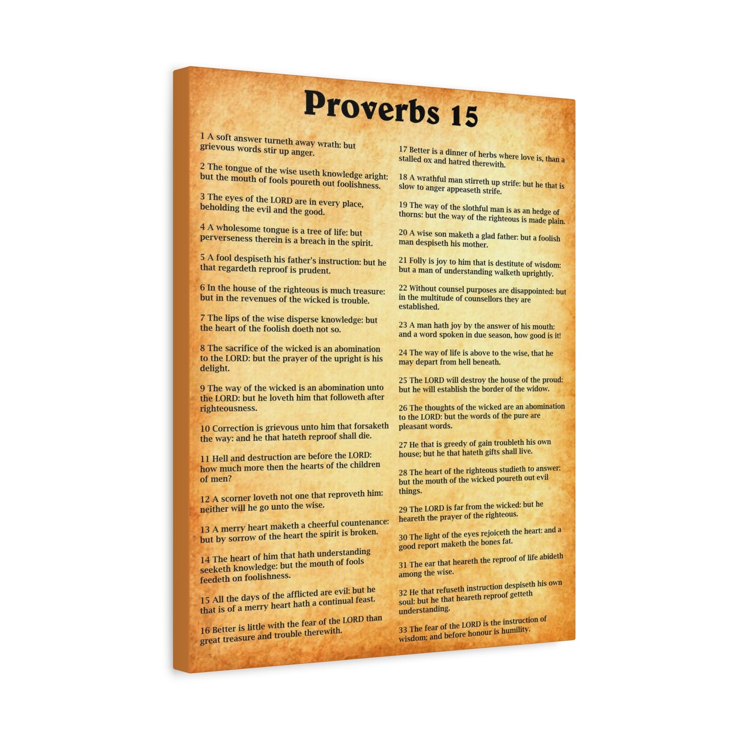 Scripture Walls Proverbs Chapter 15 Gold Bible Canvas Christian Wall Art Ready to Hang Unframed