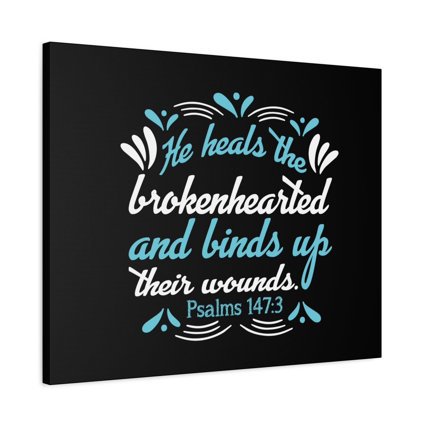 Scripture Canvas He Heals Psalms 147:3 Christian Wall Art Bible Verse Print Ready to Hang