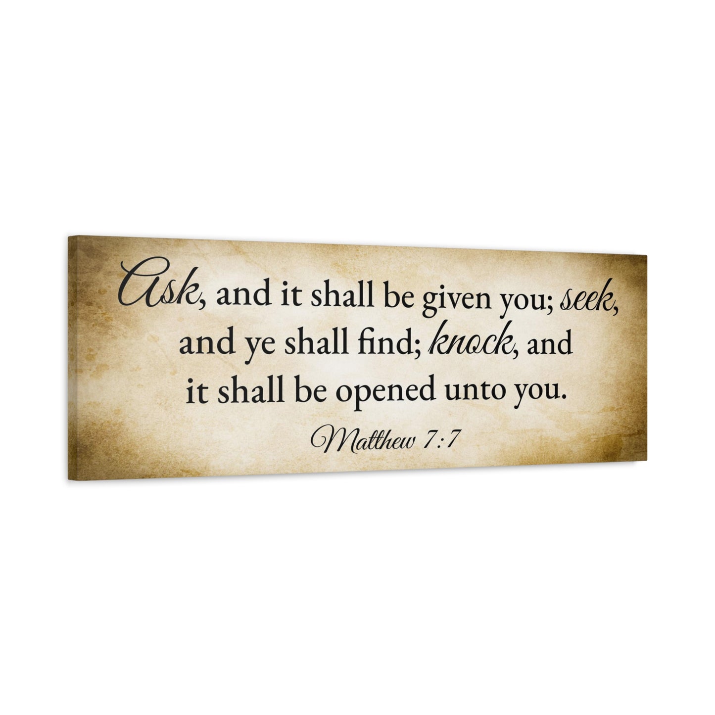 Scripture Walls Matthew 7:7 Gold Bible Verse Canvas Christian Wall Art Ready to Hang Unframed