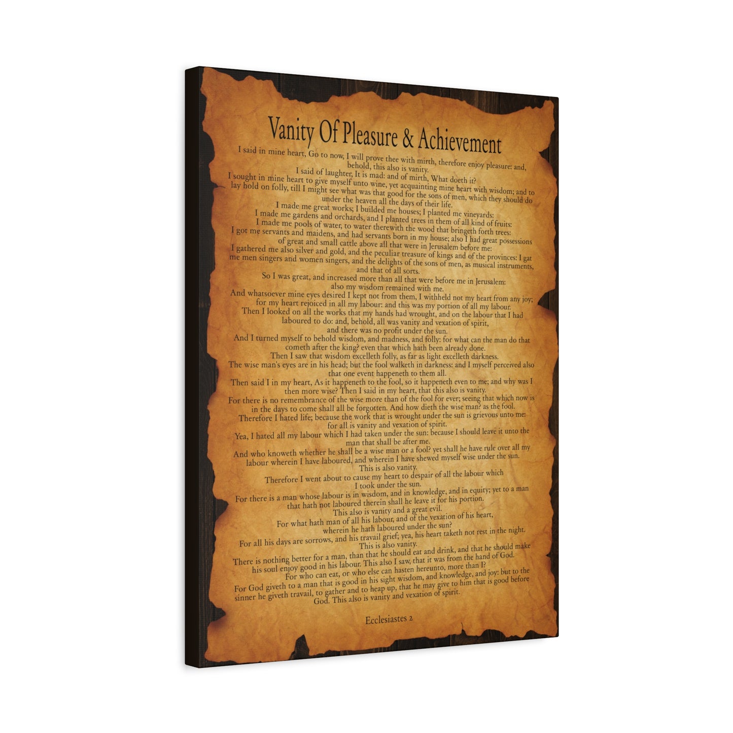 Scripture Walls Vanity Of Pleasure & Achievement Ecclesiastes 2 Gold Brown Bible Verse Canvas Christian Wall Art Ready to Hang