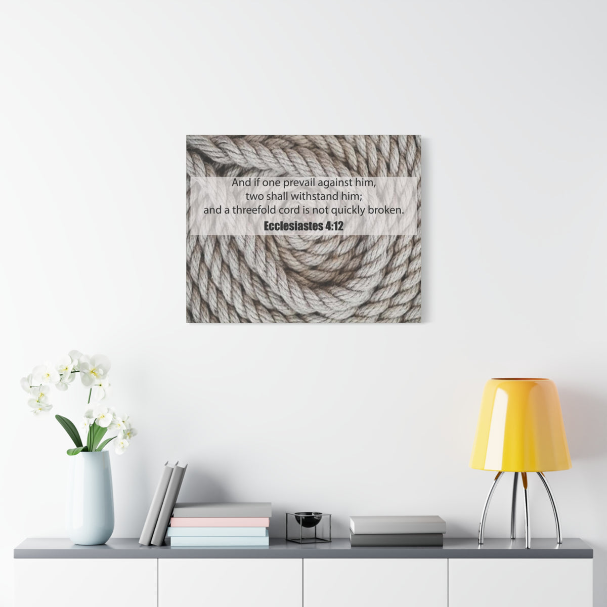 Scripture Canvas Threefold Cord Ecclesiastes 4:12 Christian Wall Art Bible Verse Print Ready to Hang