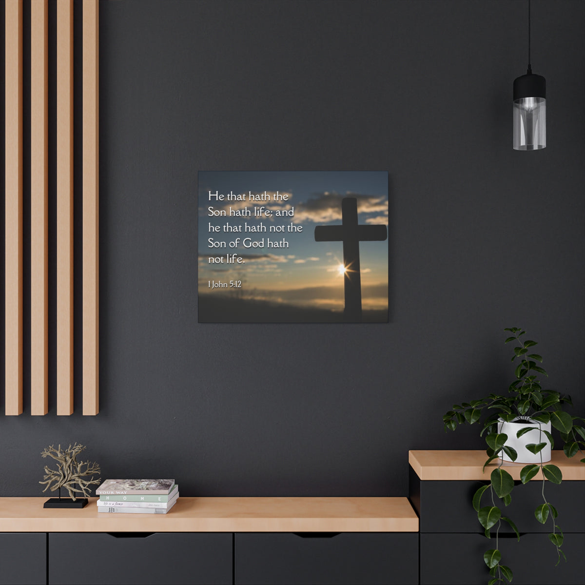 Scripture Canvas Son Of God 1 John 5:12 Christian Wall Art Bible Verse Print Ready to Hang