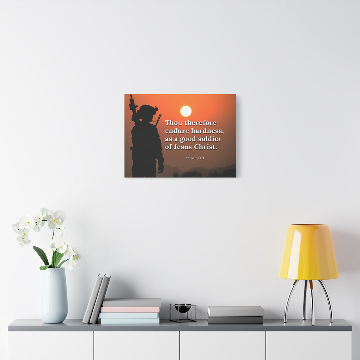 Scripture Canvas Endure Hardness 2 Timothy 2:3 Christian Wall Art Bible Verse Print Ready to Hang