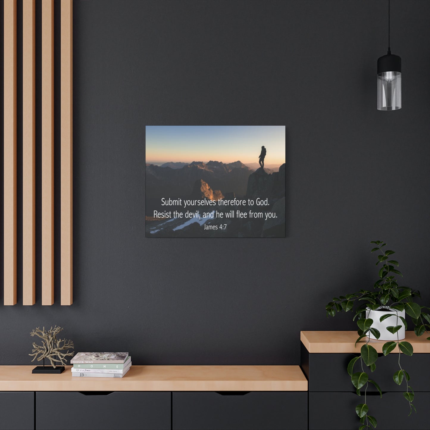 Bible Verse Canvas Resist the Devil James 4:7 Christian Home Décor Wall Art Scripture Ready to Hang Faith Print
