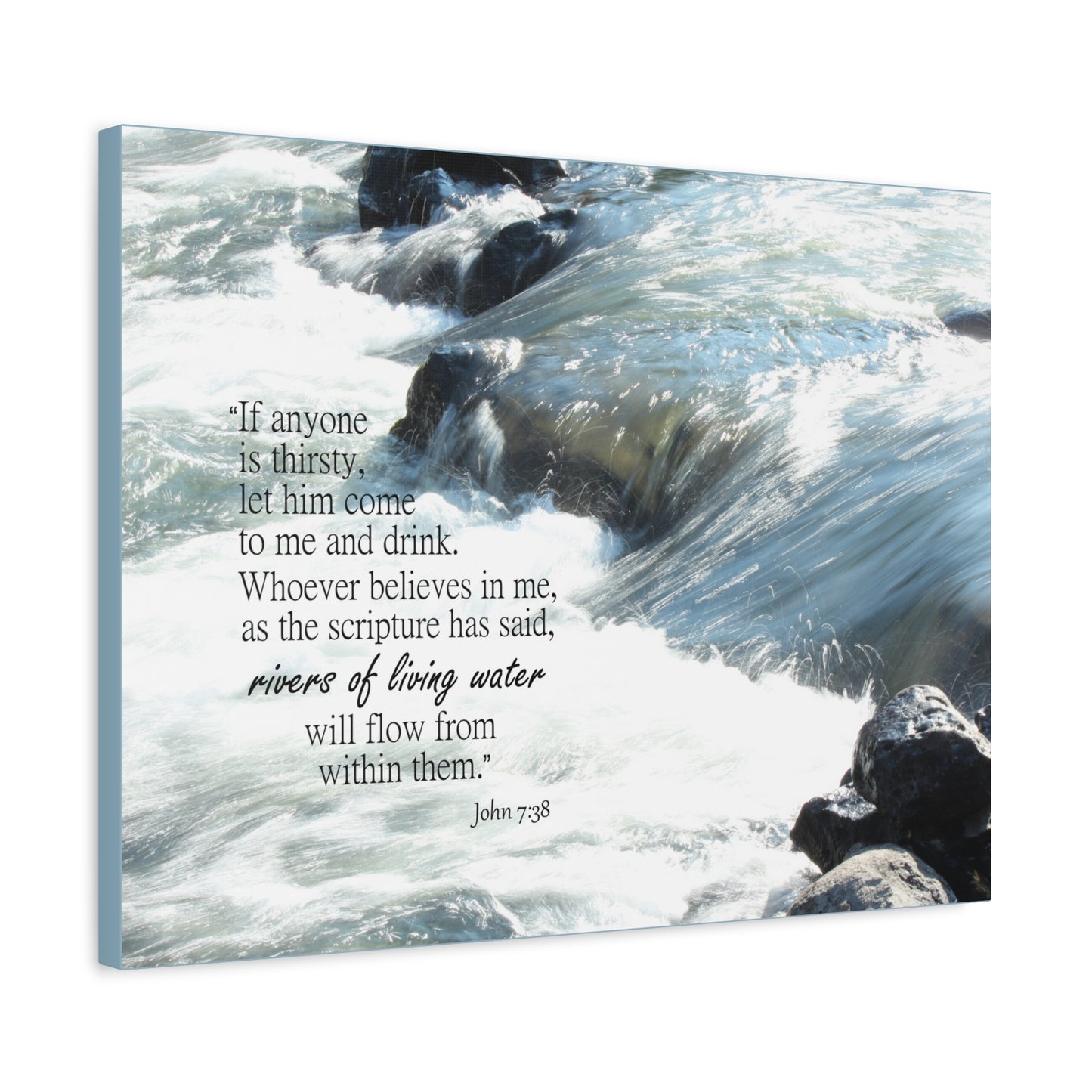 Scripture Canvas Rivers Of Living Water John 7:38 Christian Wall Art Bible Verse Print Ready to Hang