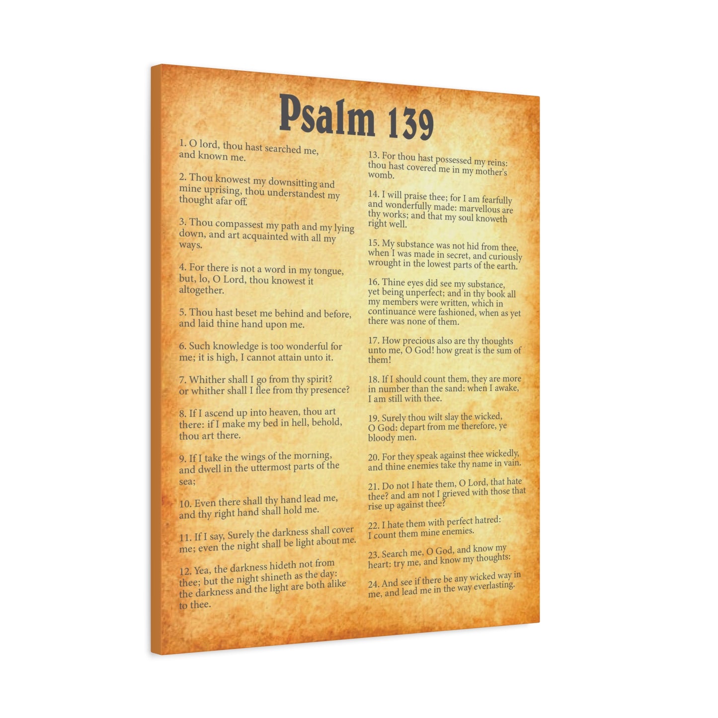 Scripture Walls Psalm 139 Gold Bible Chapter Canvas Christian Wall Art Ready to Hang Unframed