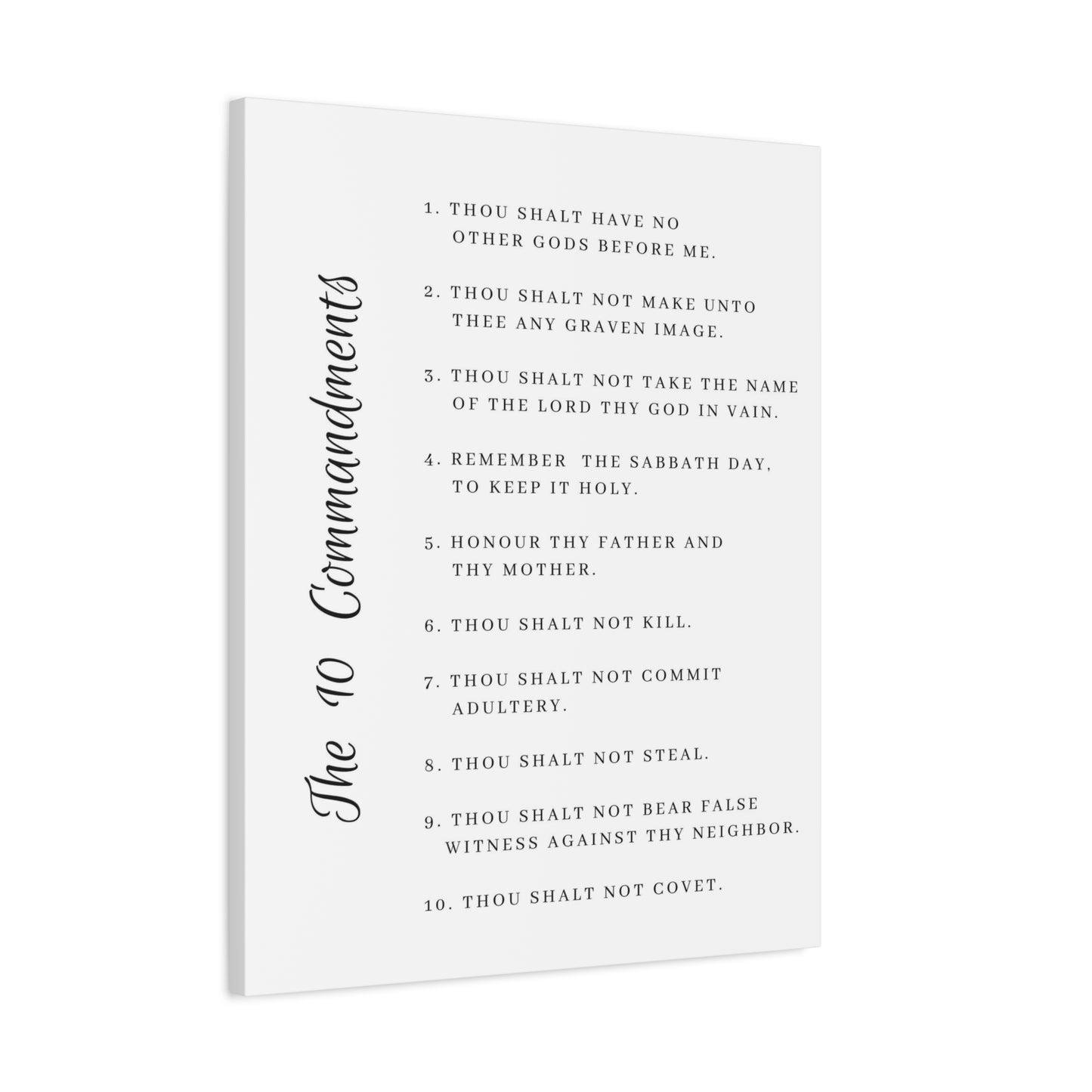 Scripture Canvas 10 Commandments White Side Christian Wall Art Print Ready to Hang
