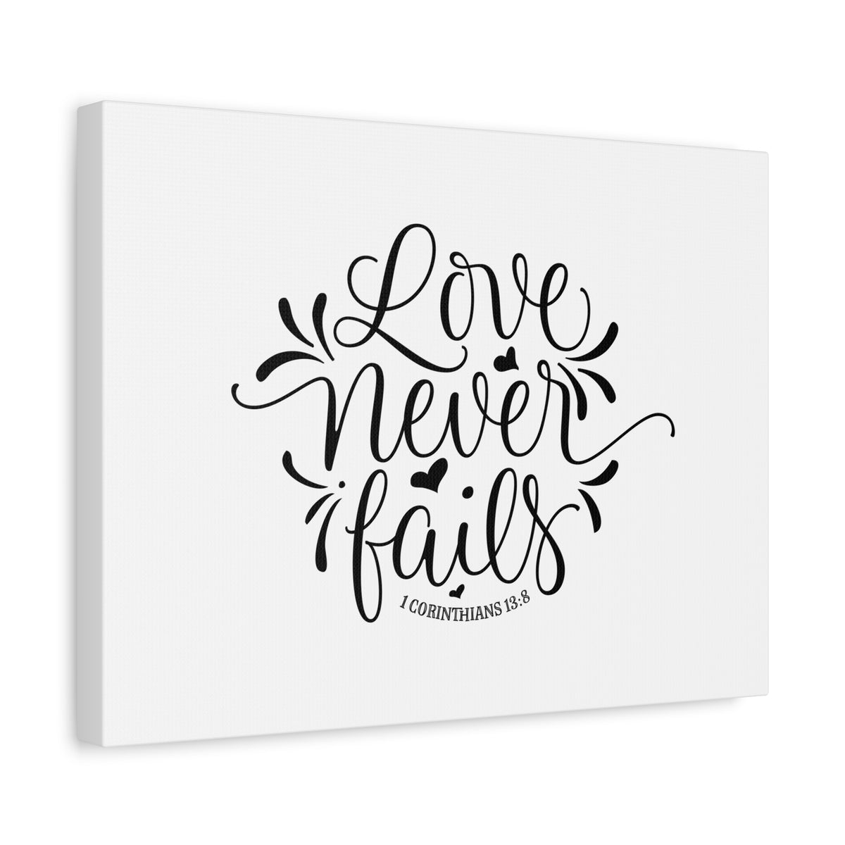 Scripture Canvas Love Never Fails 1 Corinthians 13:8 Christian Wall Art Bible Verse Print Ready to Hang