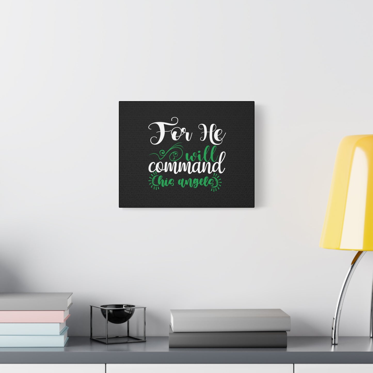 Scripture Canvas For He Will Command His Angels Psalm 91:11 Christian Wall Art Bible Verse Print Ready to Hang