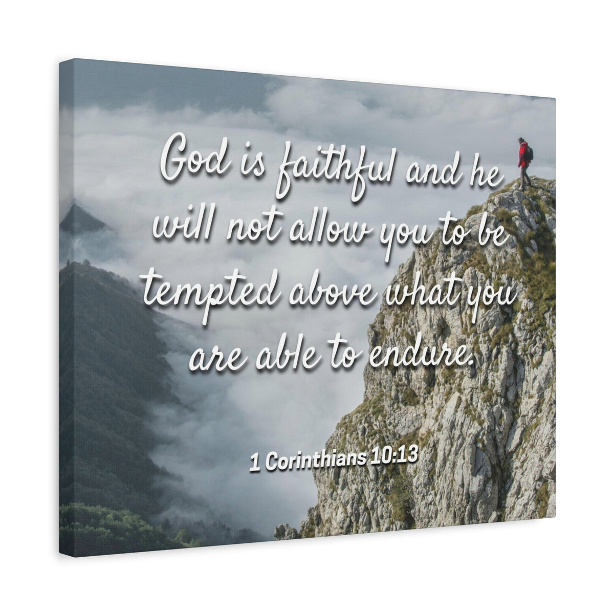 Scripture Canvas God Is Faithful 1 Corinthians 10:13 Christian Wall Art Bible Verse Print Ready to Hang