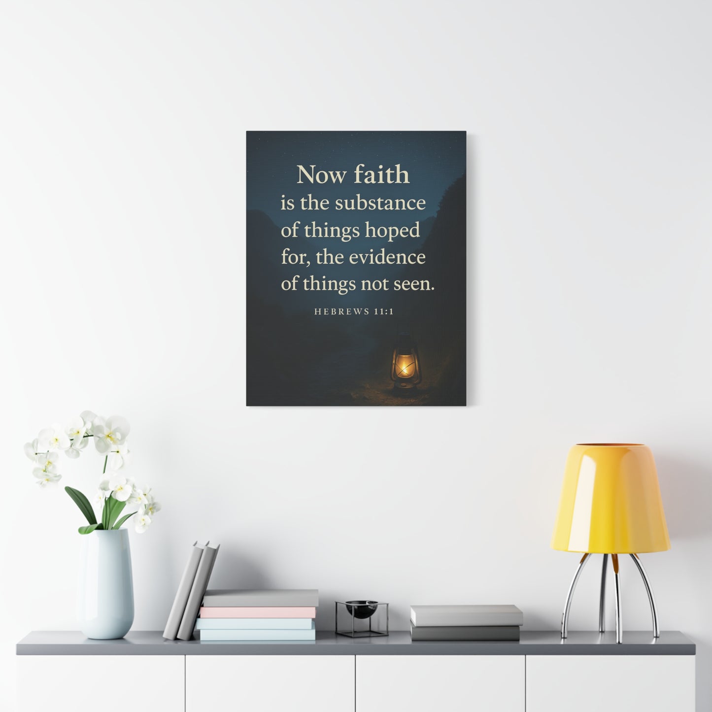 Bible Verse Canvas Hebrews 11:1 Christian Home Décor Wall Art Scripture Ready to Hang Faith Print