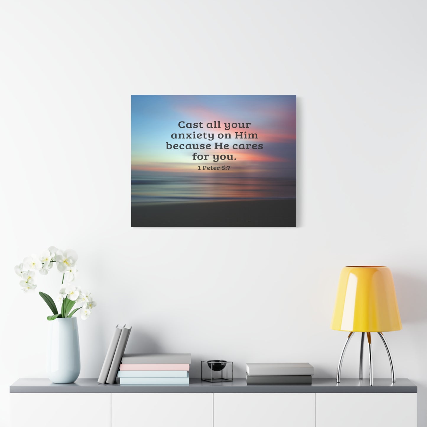 Scripture Walls He Cares For You 1 Peter 5:7 Bible Verse Canvas Christian Wall Art Ready to Hang