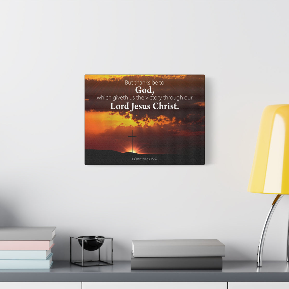 Scripture Canvas Thanks Be to God 1 Corinthians 15:57 Christian Wall Art Bible Verse Print Ready to Hang