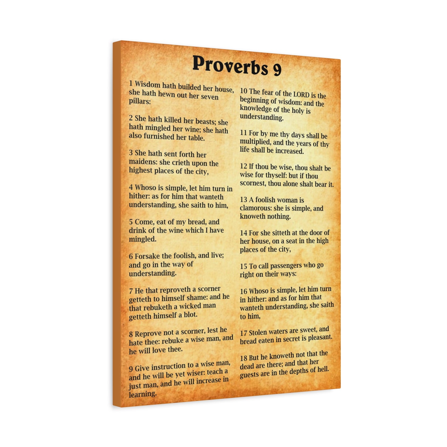 Scripture Walls Proverbs Chapter 9 Gold Bible Canvas Christian Wall Art Ready to Hang Unframed