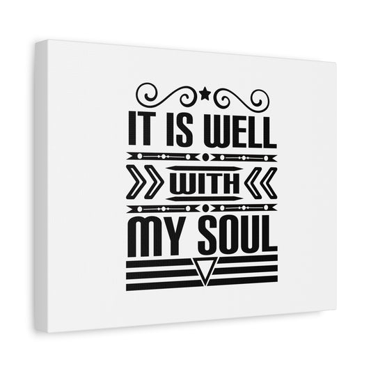 Scripture Canvas It Is Well With My Soul Psalm 42:7 Arrow Black Christian Wall Art Bible Verse Print Ready to Hang