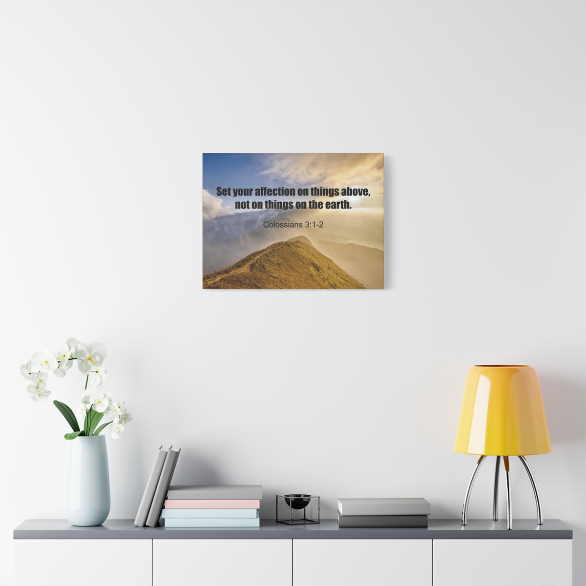 Scripture Canvas Set Your Affection Colossians 3:2 Christian Wall Art Bible Verse Print Ready to Hang