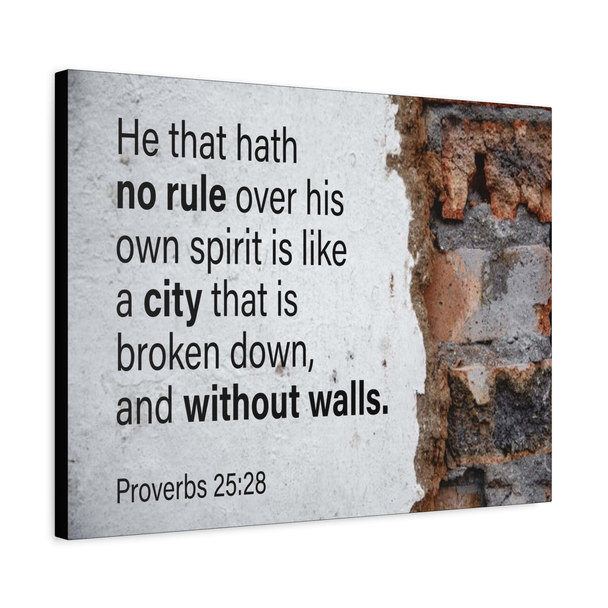 Scripture Canvas No Rule Without Walls Proverbs 25:28 Christian Wall Art Bible Verse Print Ready to Hang