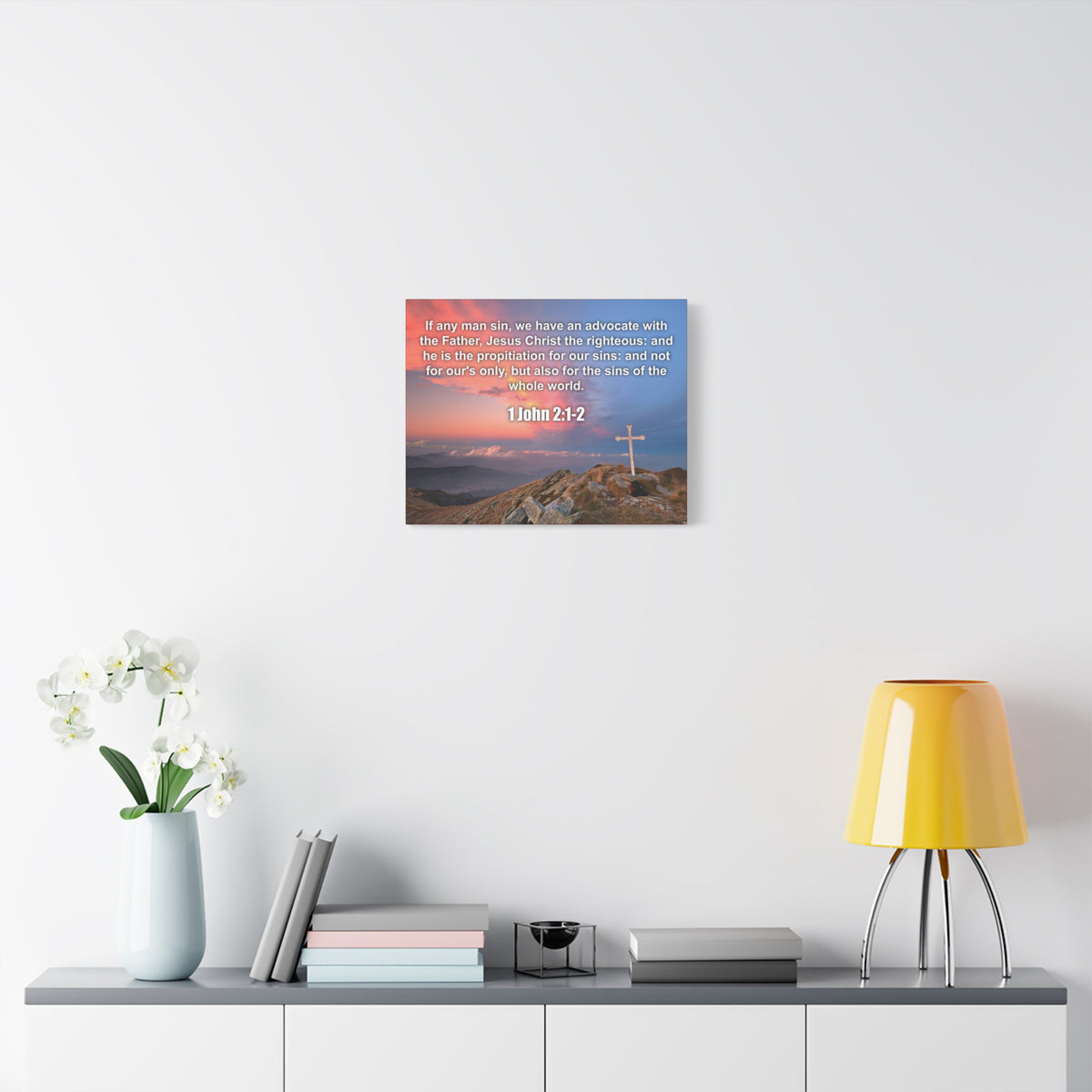 Scripture Canvas Jesus Christ The Righteous 1 John 2:1-2 Christian Wall Art Bible Verse Print Ready to Hang
