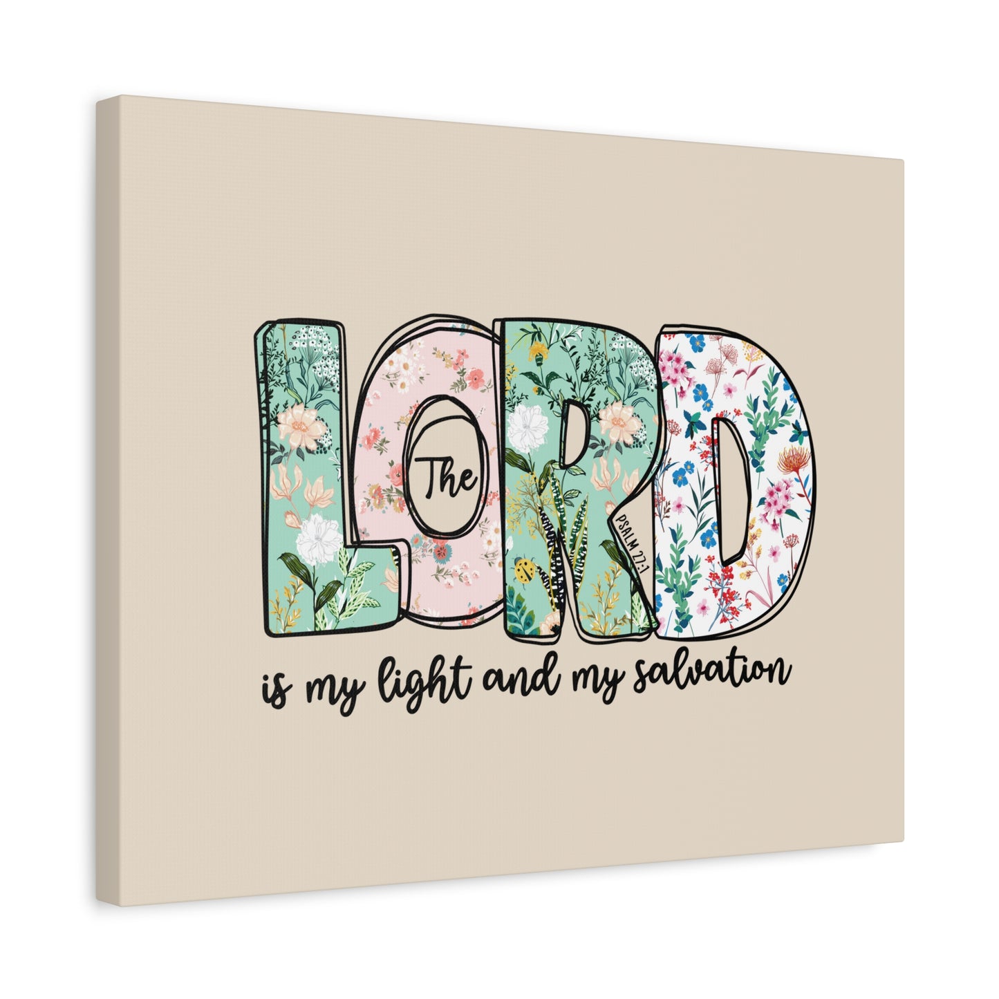 Scripture Walls Light And My Salvation Floral Psalm 27:1 Bible Verse Canvas Christian Wall Art Ready to Hang