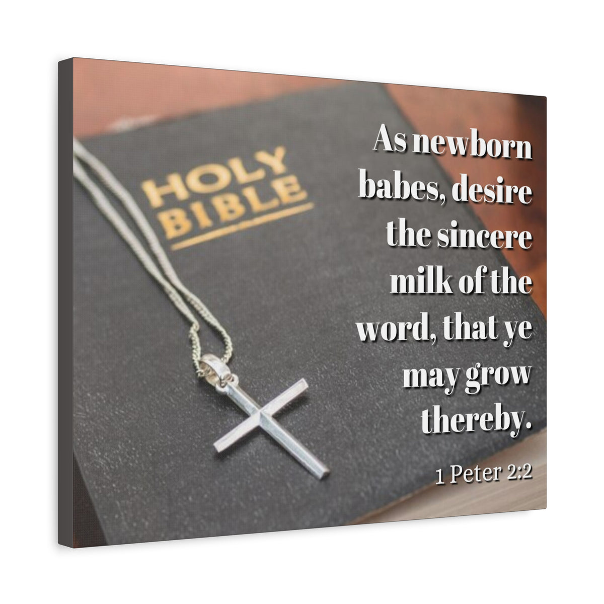 Scripture Canvas Grow 1 Peter 2:2 Christian Wall Art Bible Verse Print Ready to Hang