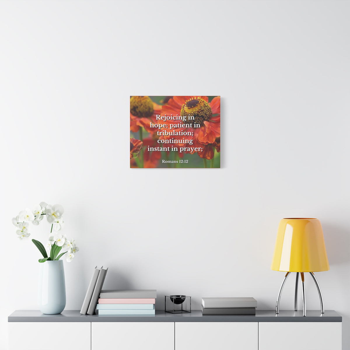 Scripture Canvas Rejoicing In Hope Romans 12:12 Christian Wall Art Bible Verse Print Ready to Hang