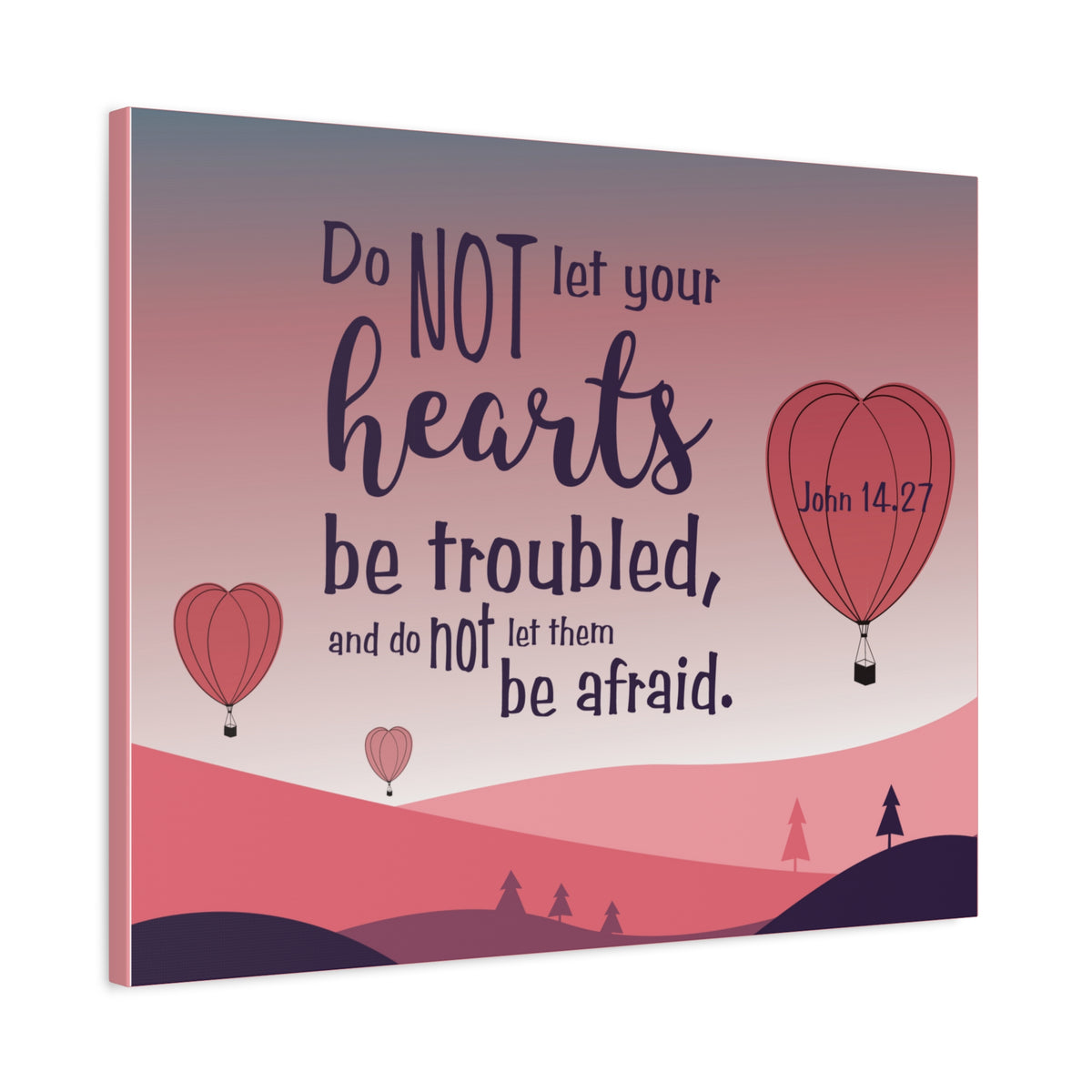 Scripture Canvas Your Hearts Pink John 14:27 Christian Wall Art Bible Verse Print Ready to Hang