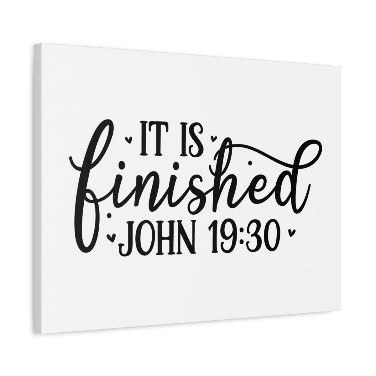 Scripture Canvas It Is Finished Small Hearts John 19:30 Christian Wall Art Bible Verse Print Ready to Hang