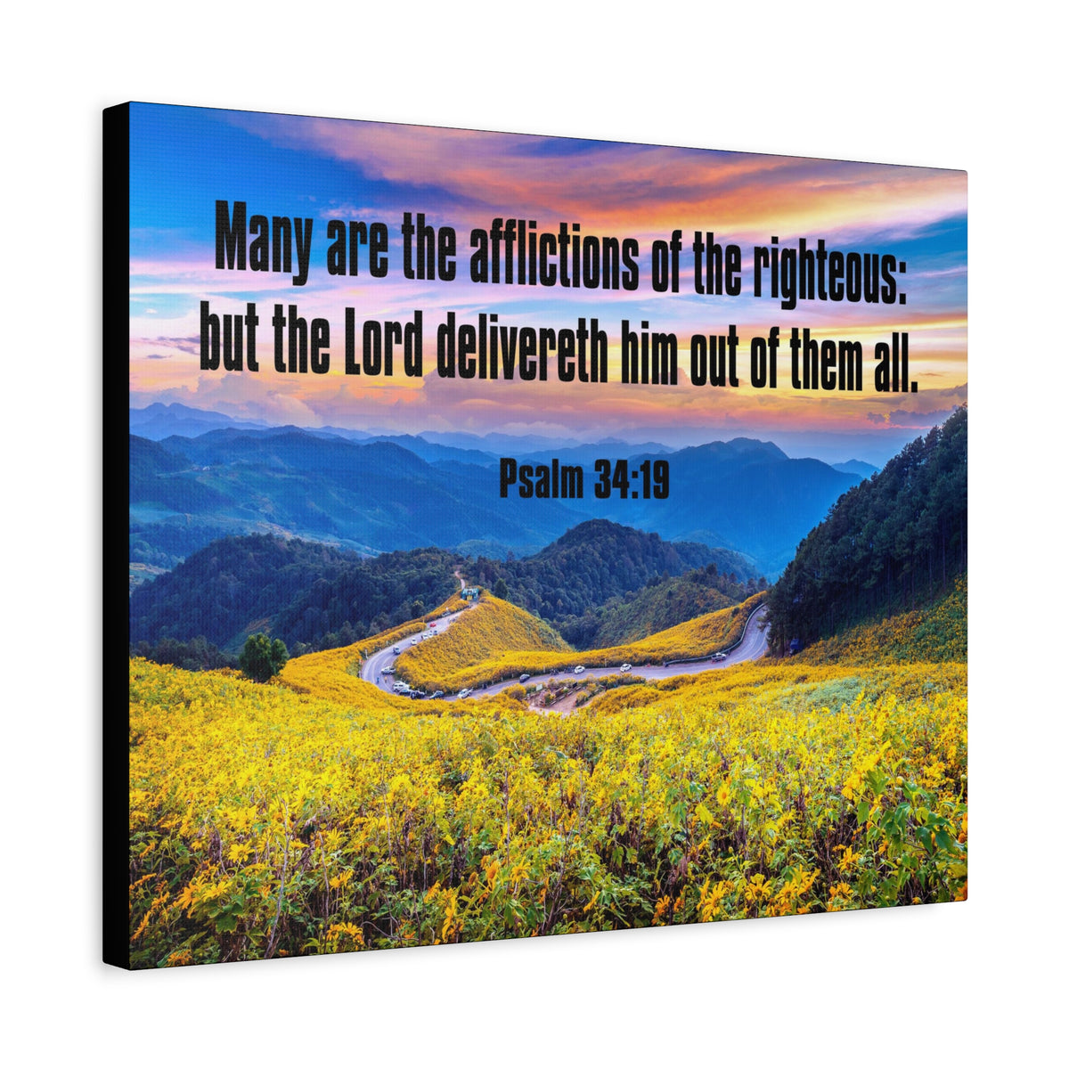 Scripture Canvas Afflictions of the Righteous Psalm 34:19 Christian Wall Art Bible Verse Print Ready to Hang