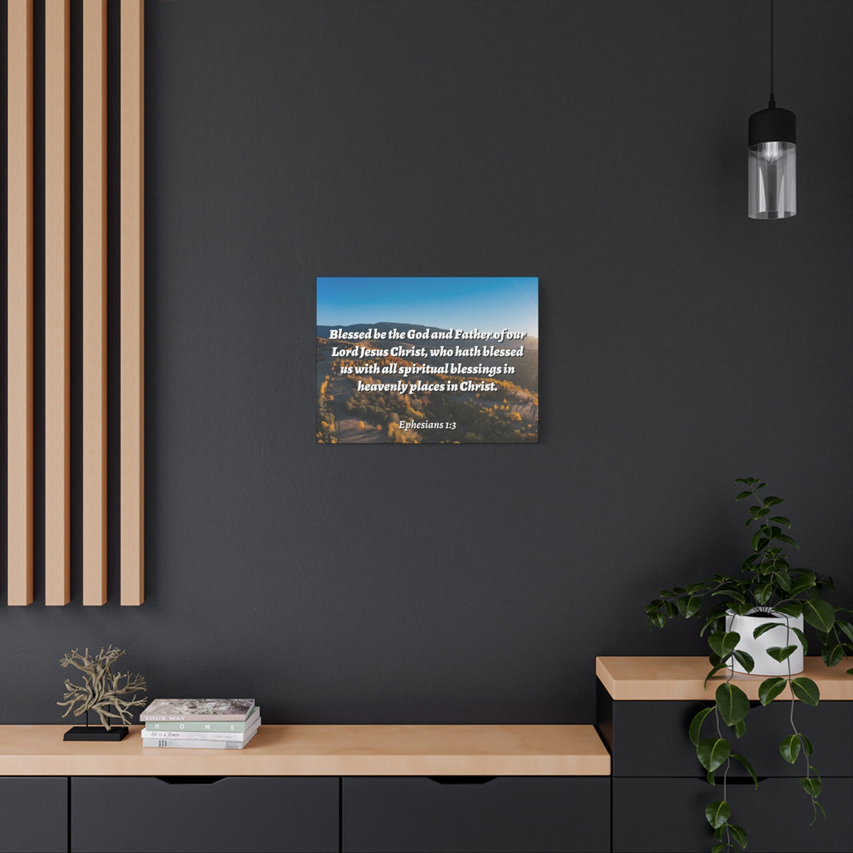 Scripture Canvas Spiritual Blessings Ephesians 1:3 Christian Wall Art Bible Verse Print Ready to Hang