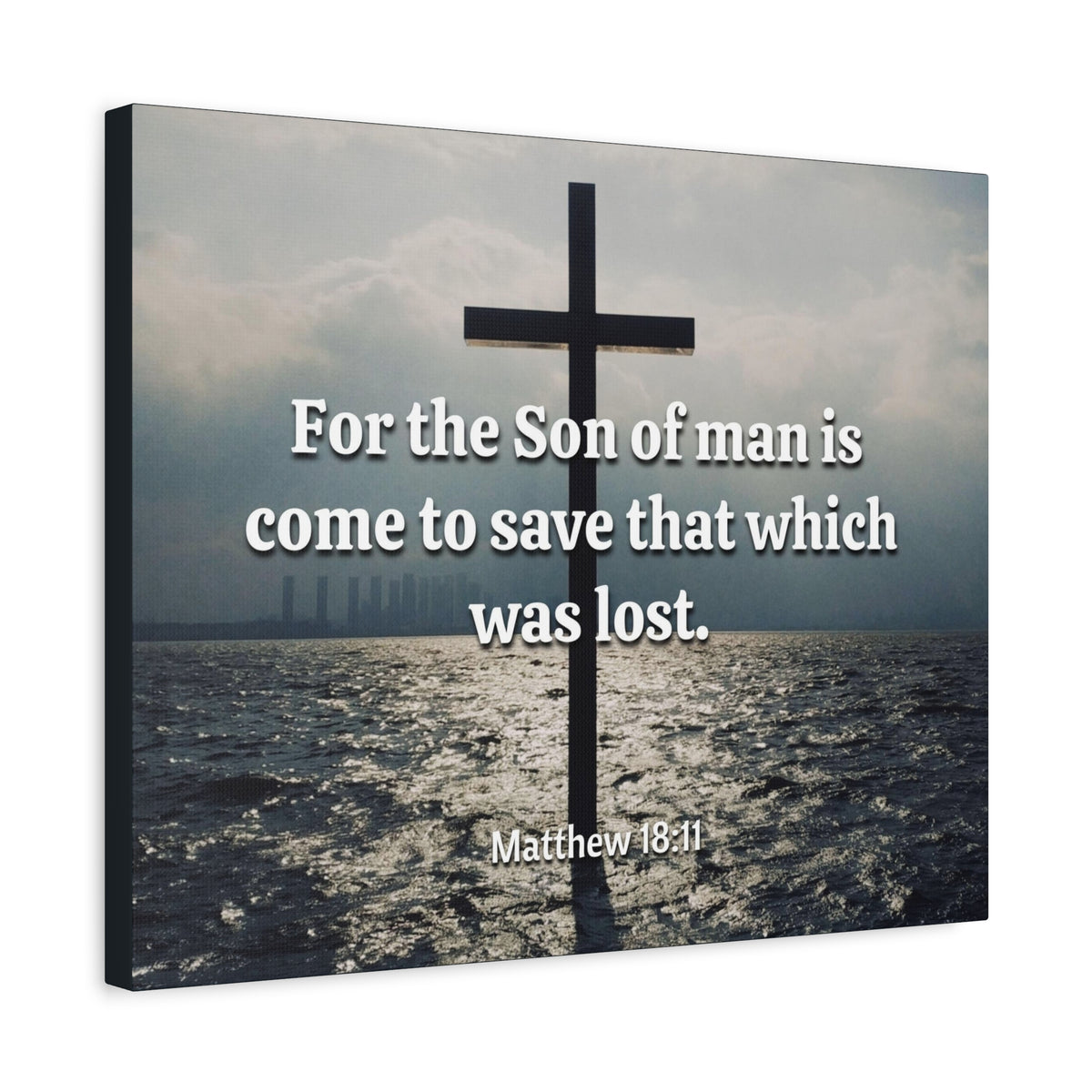 Scripture Canvas Christ Saves Matthew 18:11 Christian Wall Art Bible Verse Print Ready to Hang