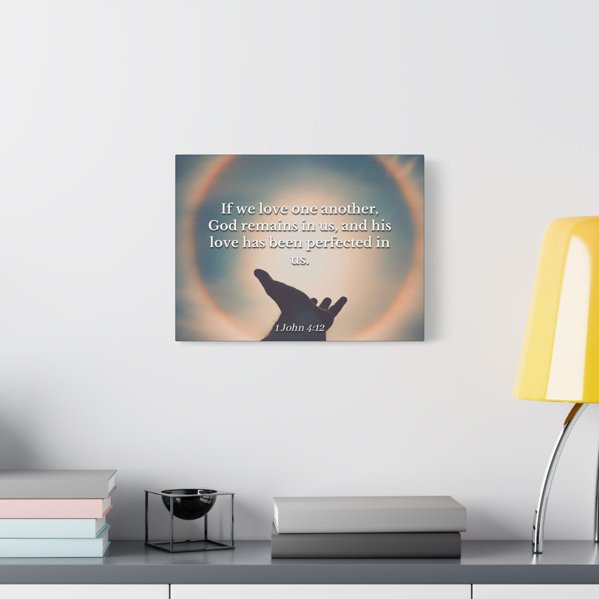 Scripture Canvas Love Is Perfect 1 John 4:12 Christian Wall Art Bible Verse Print Ready to Hang