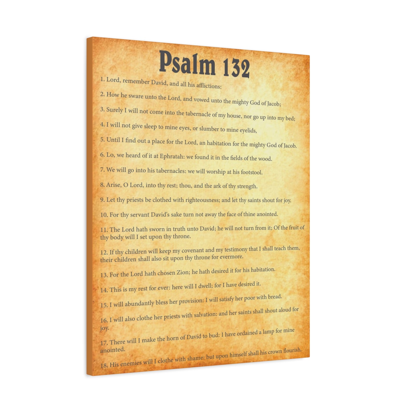 Scripture Walls Psalm 132 Gold Bible Chapter Canvas Christian Wall Art Ready to Hang